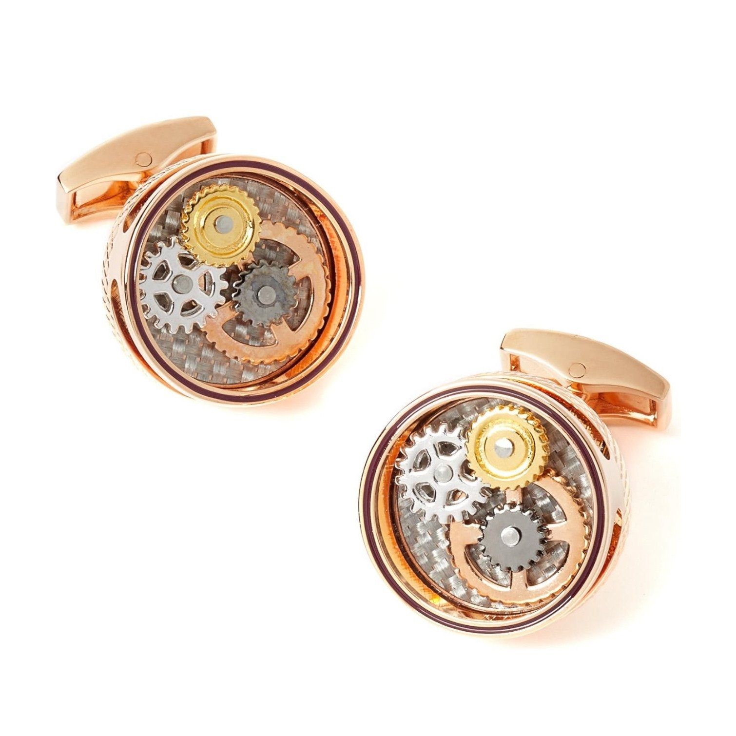 Carbon Cufflinks With Mechanical Gears